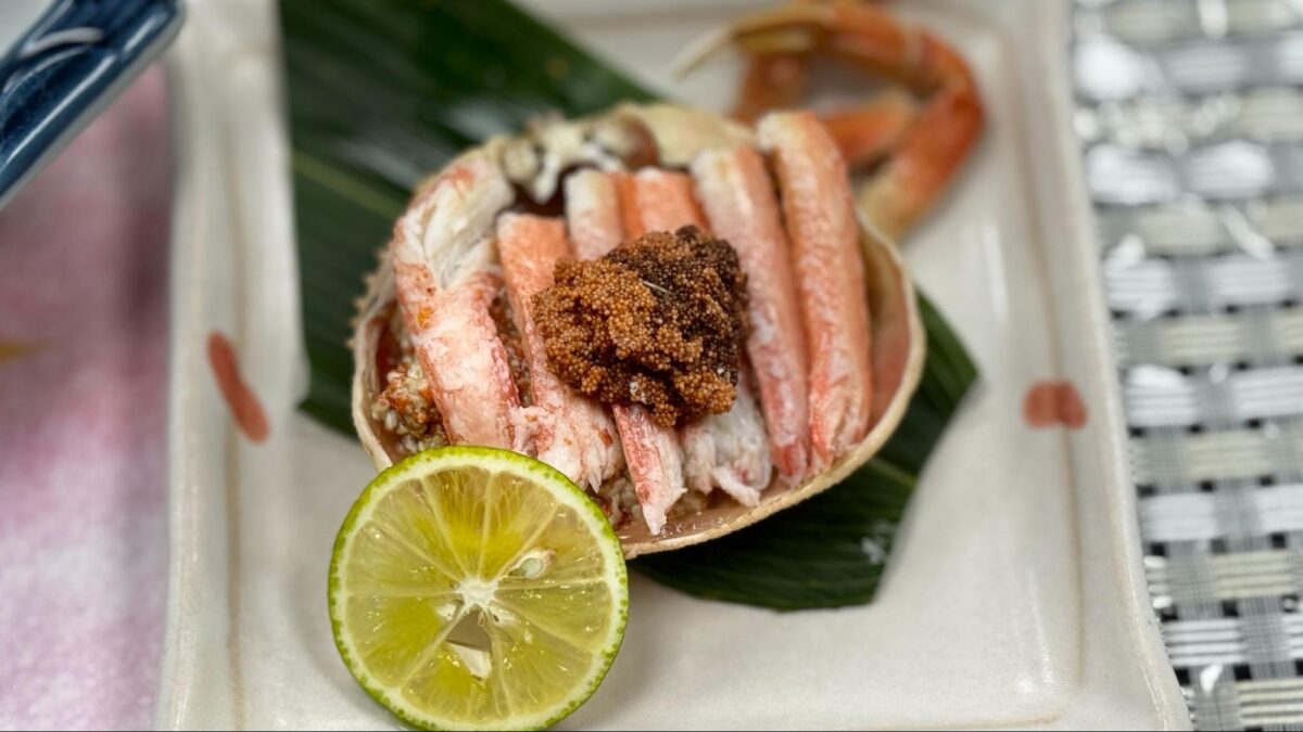 夕飯で提供されたズワイガニ。これからいよいよこう箱ガニのシーズン！