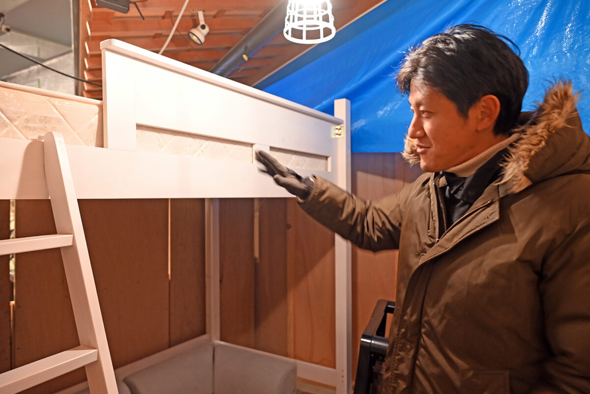 ドミトリーに使用するベッドも試作