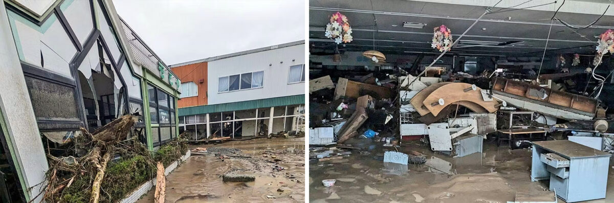 水害直後のスーパーの様子（画像提供：もとやスーパー）