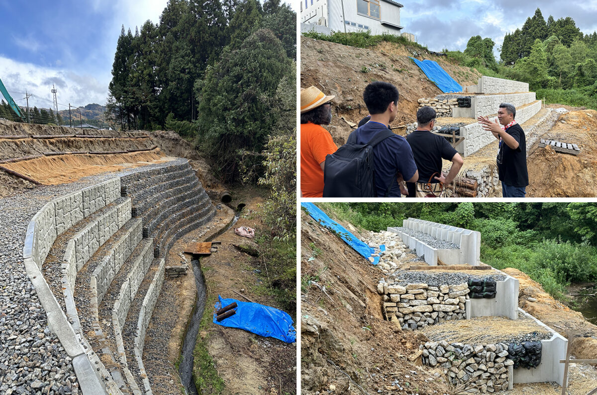 2024年6月、地震直後から物資や人的な支援をしてくれた全国の仲間が七尾を訪れた際、明能さんは自社を含め能登各地を巡りながら被災・復興の状況を案内した